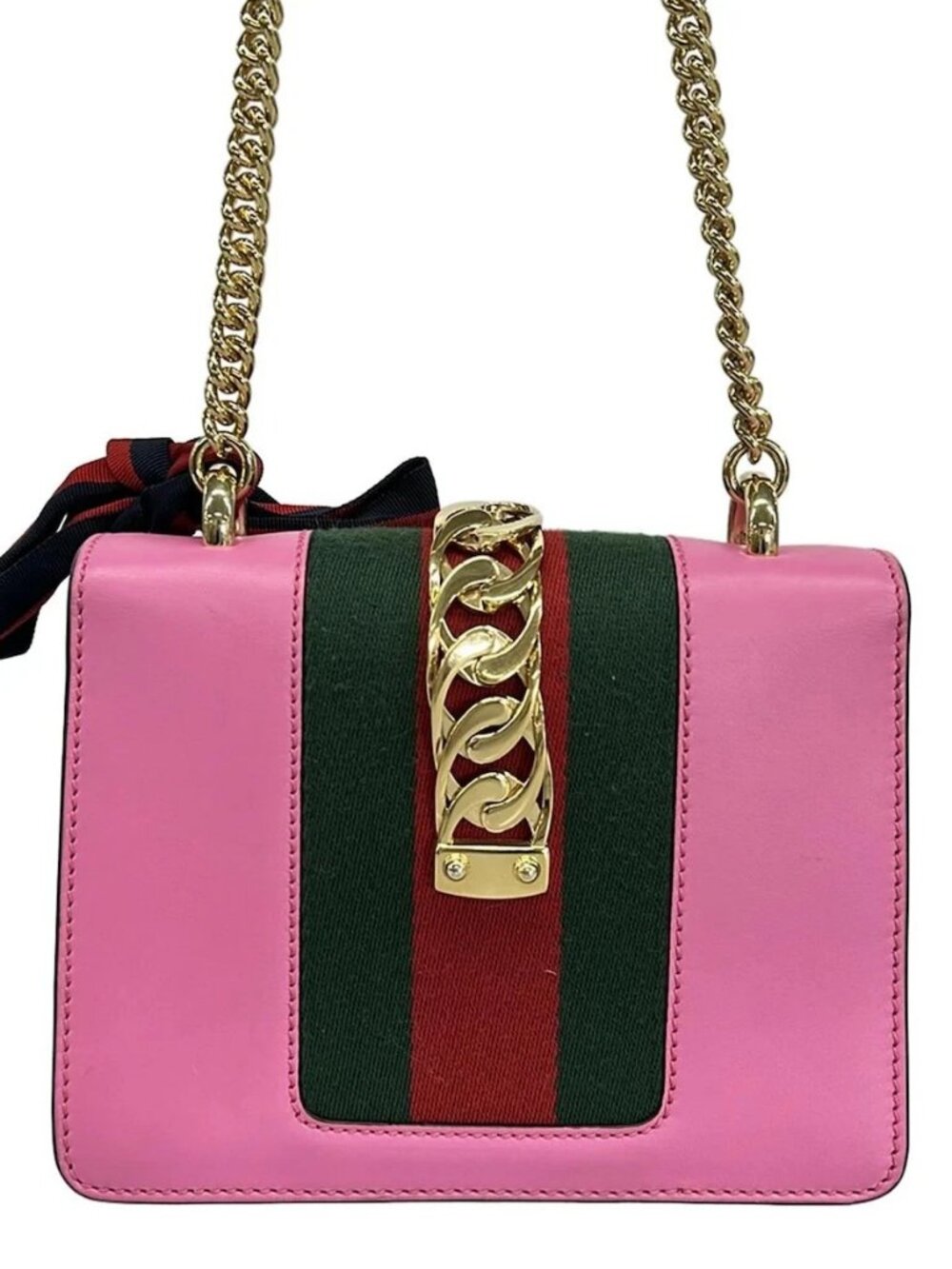 GUCCI Sylvie Mini 431666 Pink Multi Leather Canvas Shoulder Bag - Picture 3 of 15